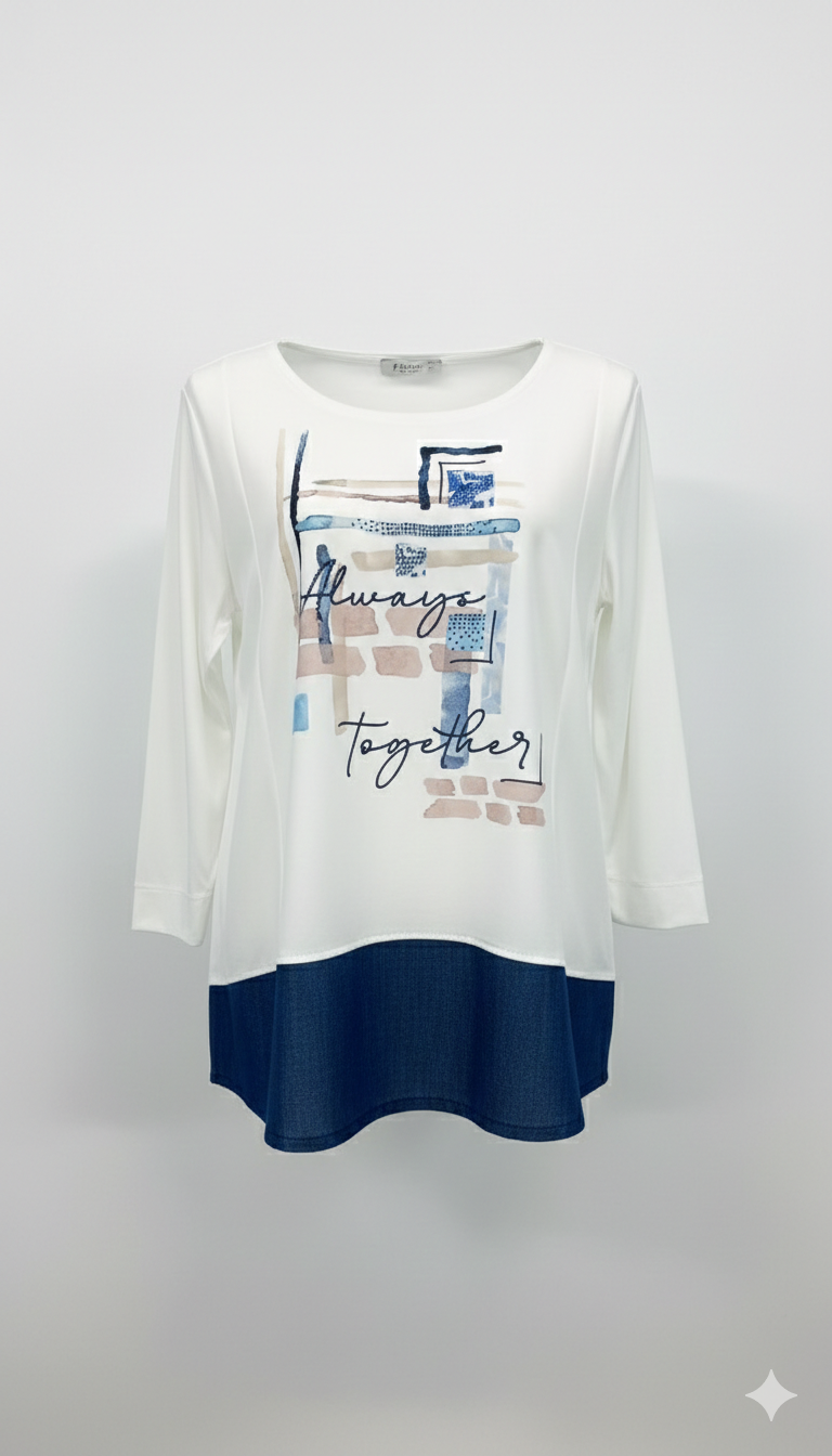 maglia stampa together GR2030 BIANCO MARICLA 