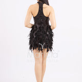 Abito corto con Paillettes e Dettagli in Piume FP613327 NERO MARICLA ELEGANCE 