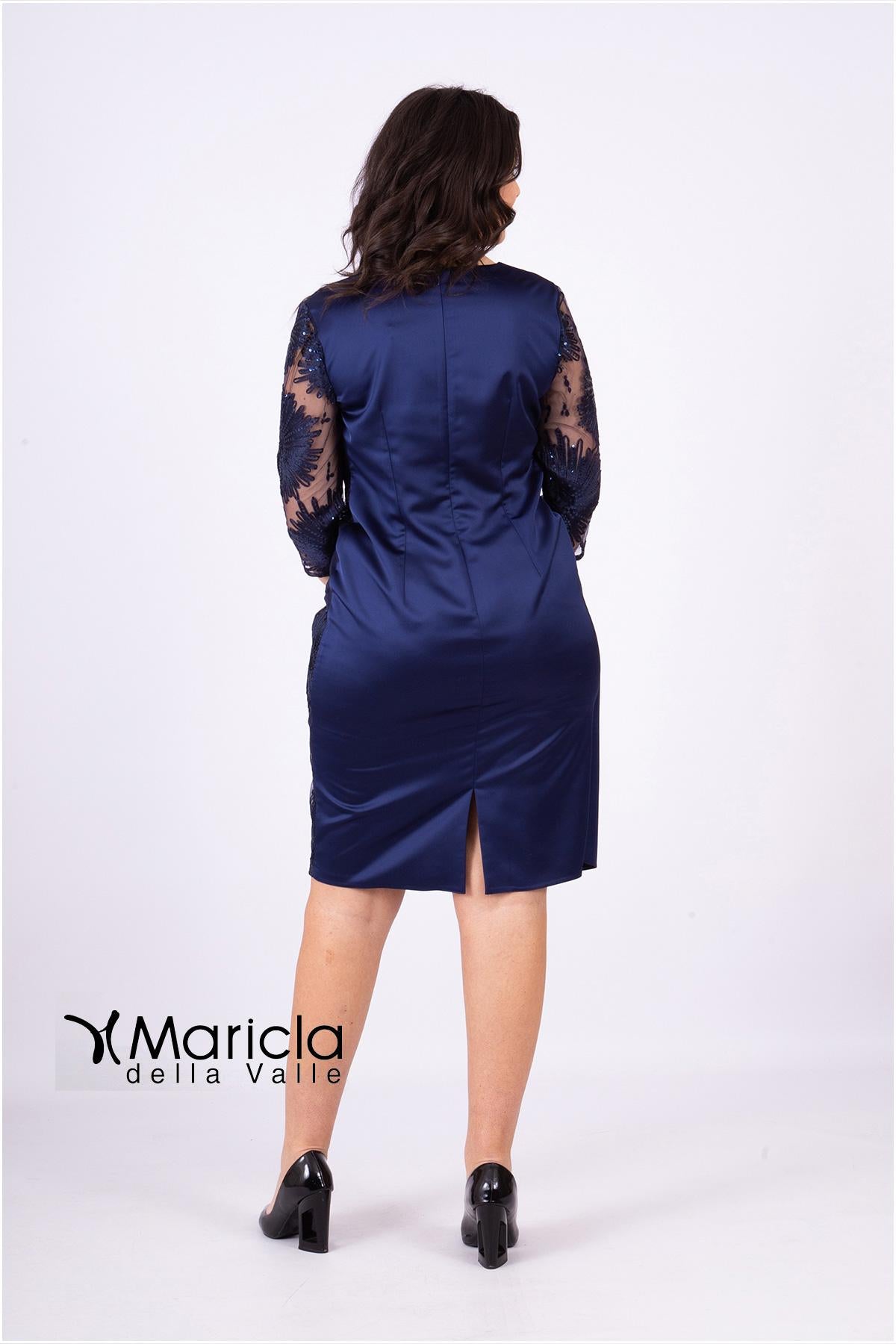 tubino con manica pizzo SP220012 BLU SONIA PENA 