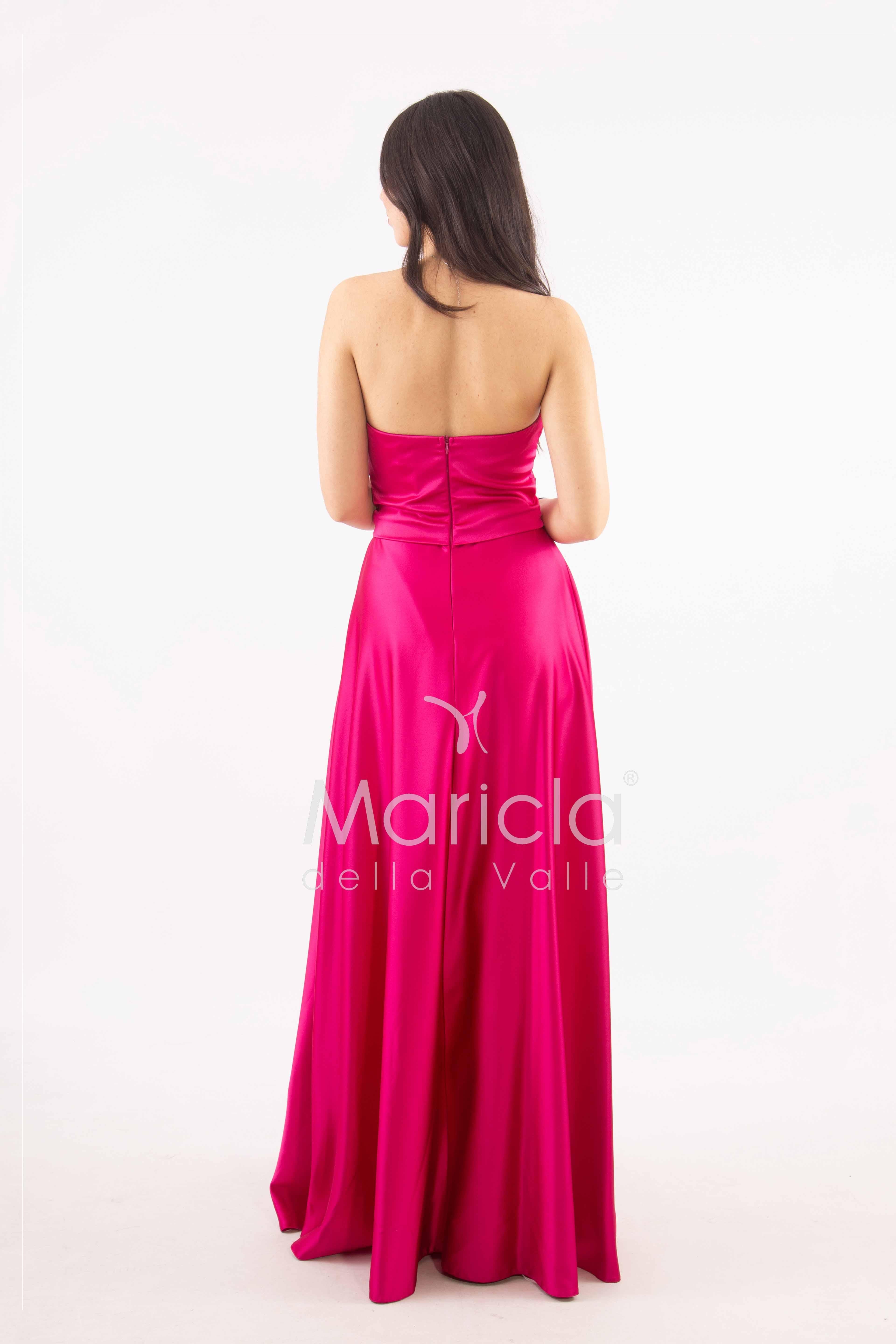 abito lungo con strass corpetto GC3958 FUCSIA GIGLI CERIMONIA 