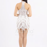 Abito corto con Paillettes e Dettagli in Piume FP613327 CHAMPAGNE MARICLA ELEGANCE 
