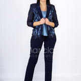 Completo 3 pezzi Ricamato PF414 BLU PAOLA FORTI 
