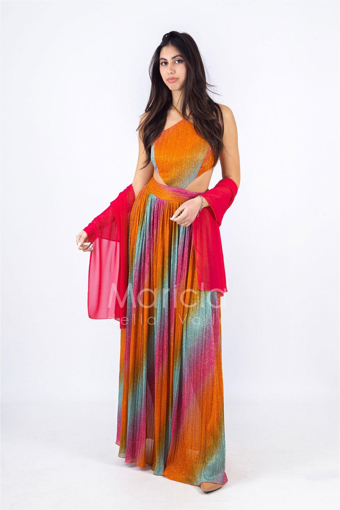 Abito Lungo glitterato LH702 FUXIA LUDOVICA HASSLER 