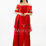 abito lungo scollo omerale strass SH827AL ROSSO SHARON 