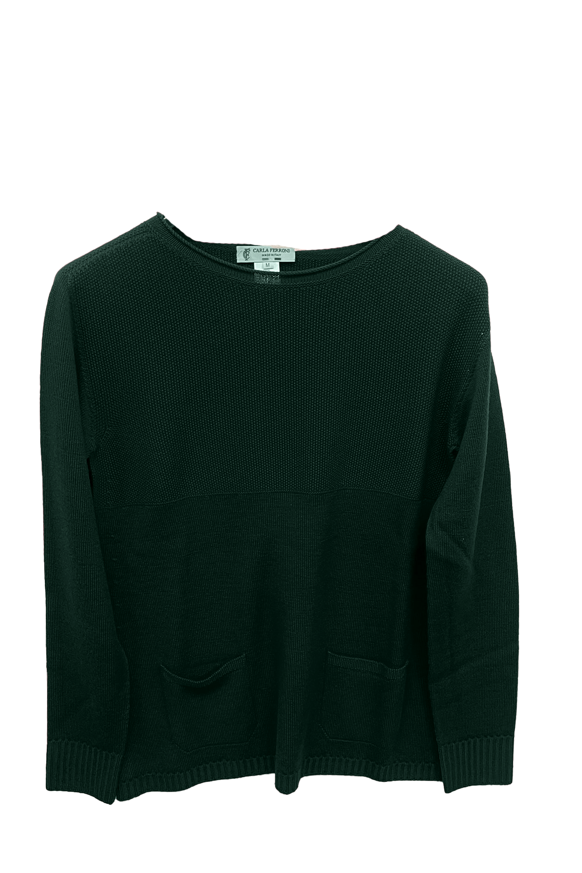 Maglia 100% lana nido d'ape CF4385 VERDE CARLA FERRONI 