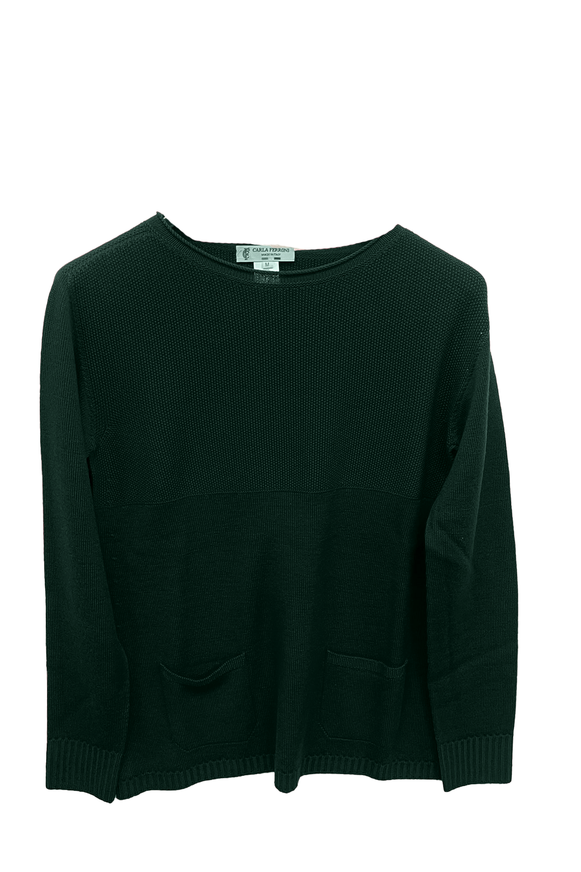 Maglia 100% lana nido d'ape CF4385 VERDE CARLA FERRONI 