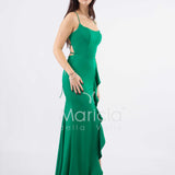 abito lungo con rouche JC35122 VERDE MARICLA ELEGANCE 