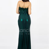 abito con corpetto piume INV2331 VERDE MARICLA ELEGANCE 