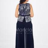 tuta con baschina effetto glitter PF508 BLU PAOLA FORTI 