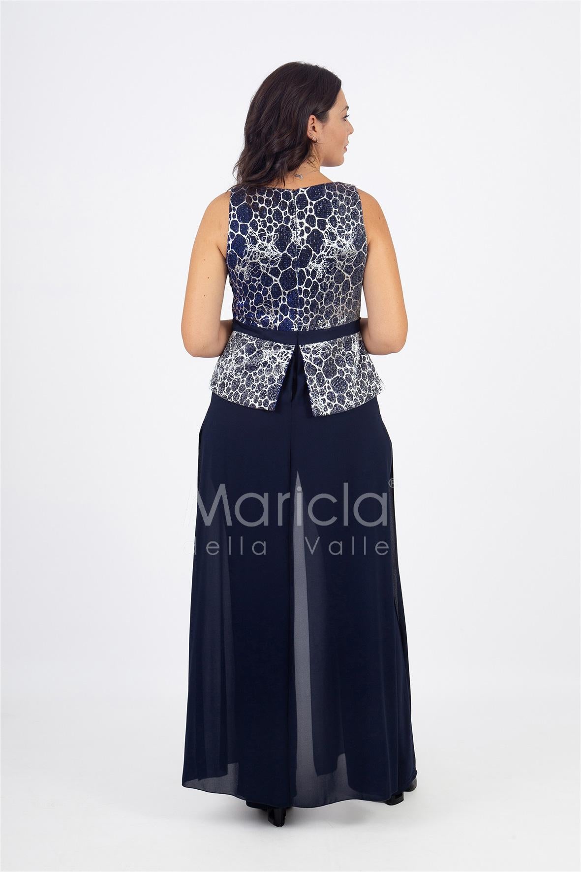 tuta con baschina effetto glitter PF508 BLU PAOLA FORTI 