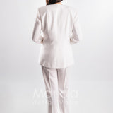 tailleur ricamo strass SH401 BIANCO SHARON 