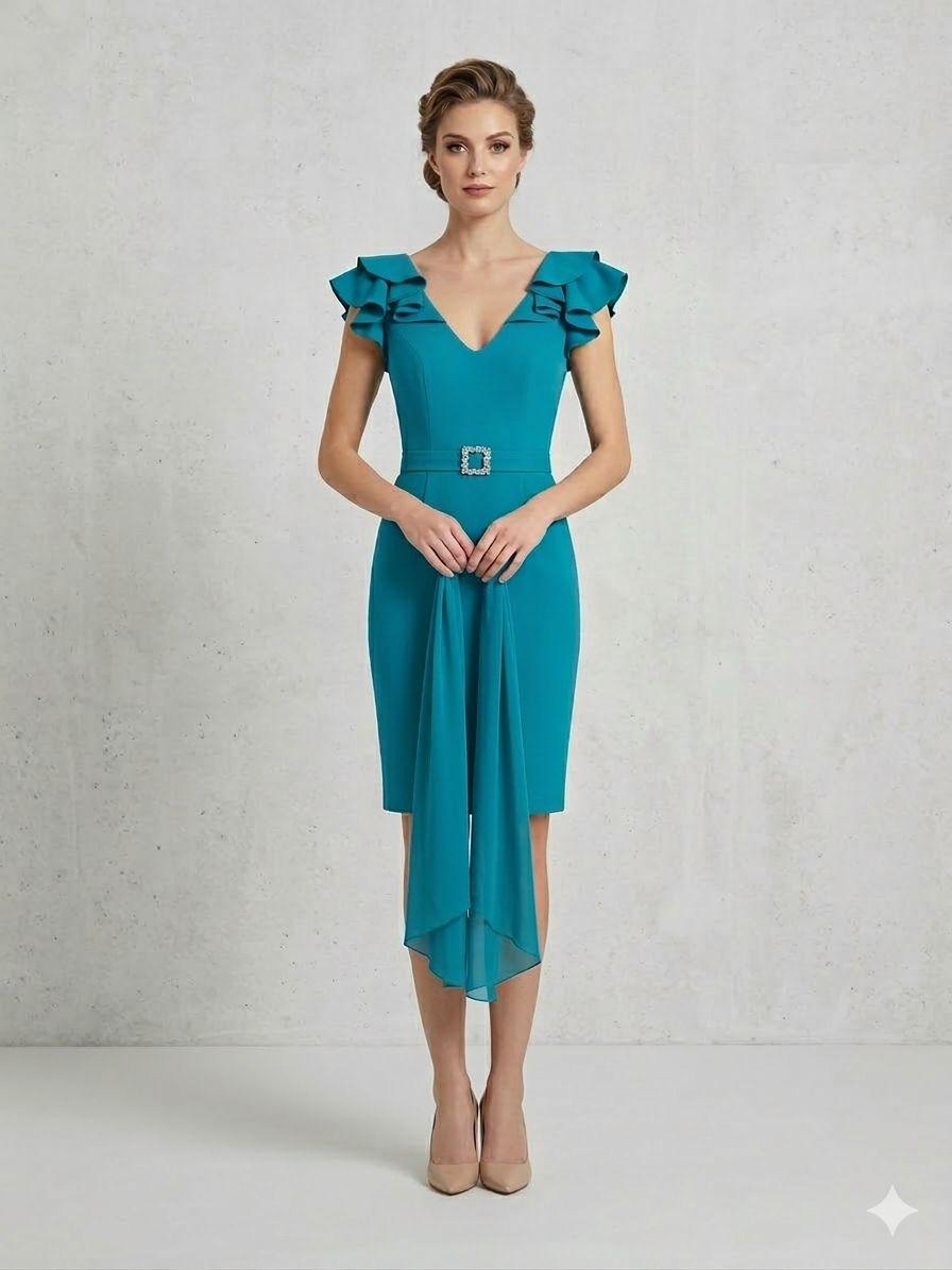 Abito tubino SH502AC PETROLIO SHARON 