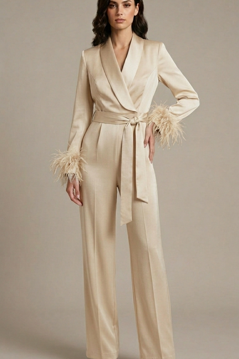 tuta smoking con piume manica AD11033 BURRO MARICLA 