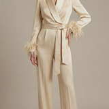 tuta smoking con piume manica AD11033 BURRO MARICLA 