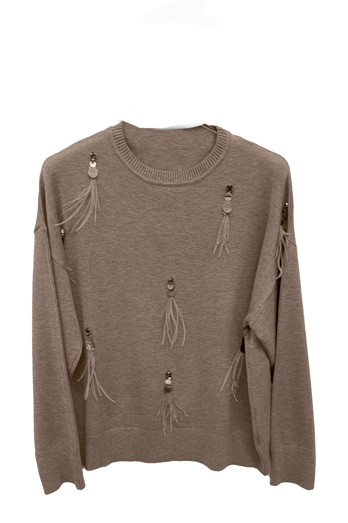maglia con piume A26IMP90582 TORTORA MARICLA 