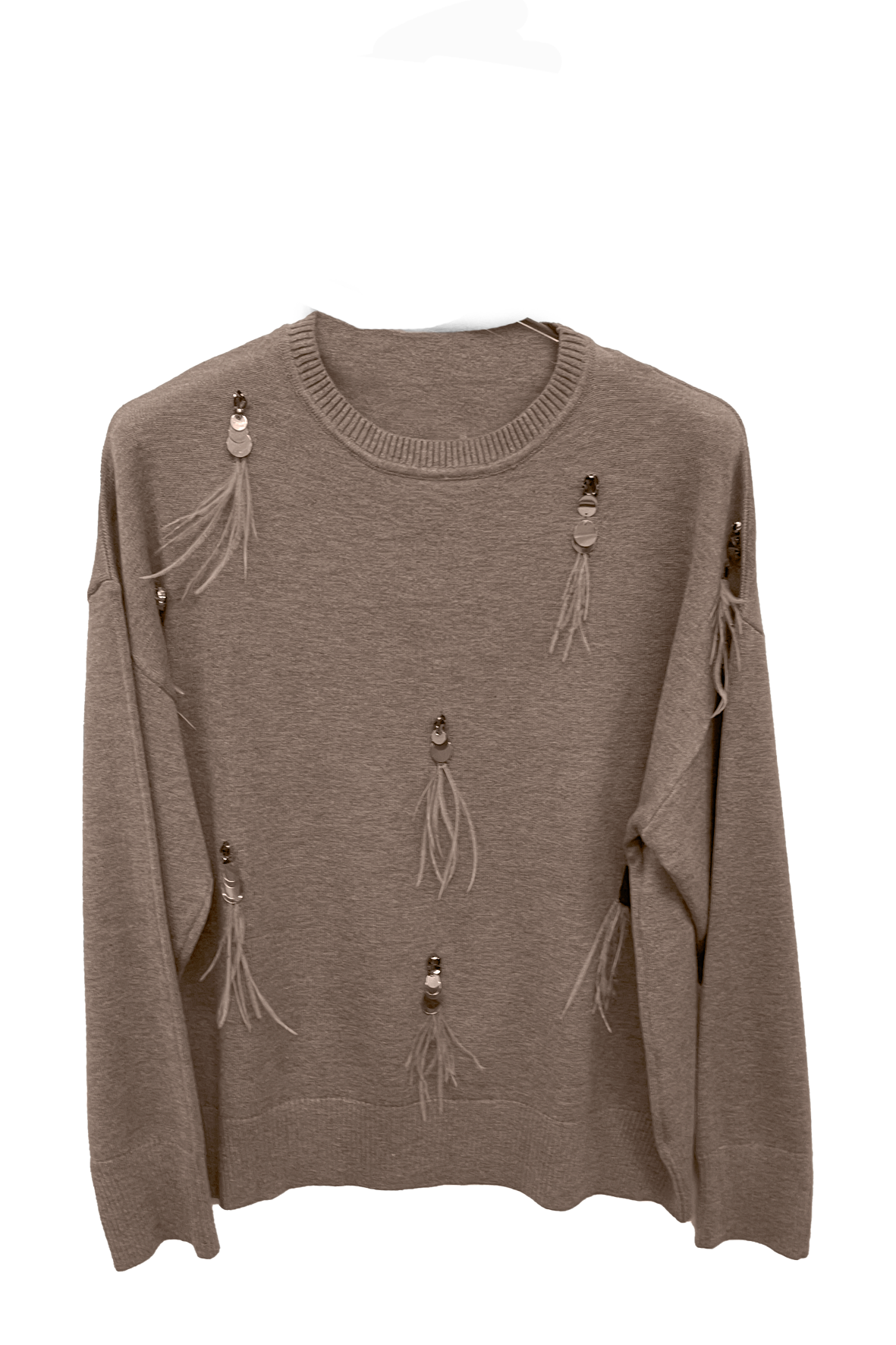 maglia con piume A26IMP90582 TORTORA MARICLA 