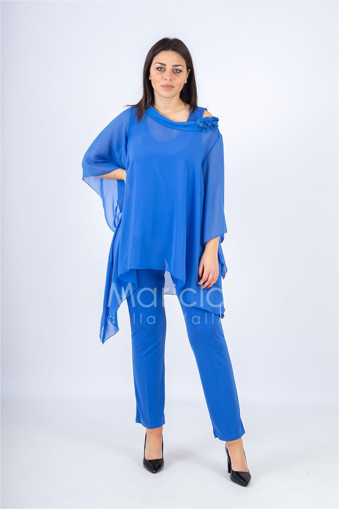 con casacca anello+fiore PF411 INDACO PAOLA FORTI 