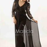 tuta con manica paiette SH905TU NERO SHARON 