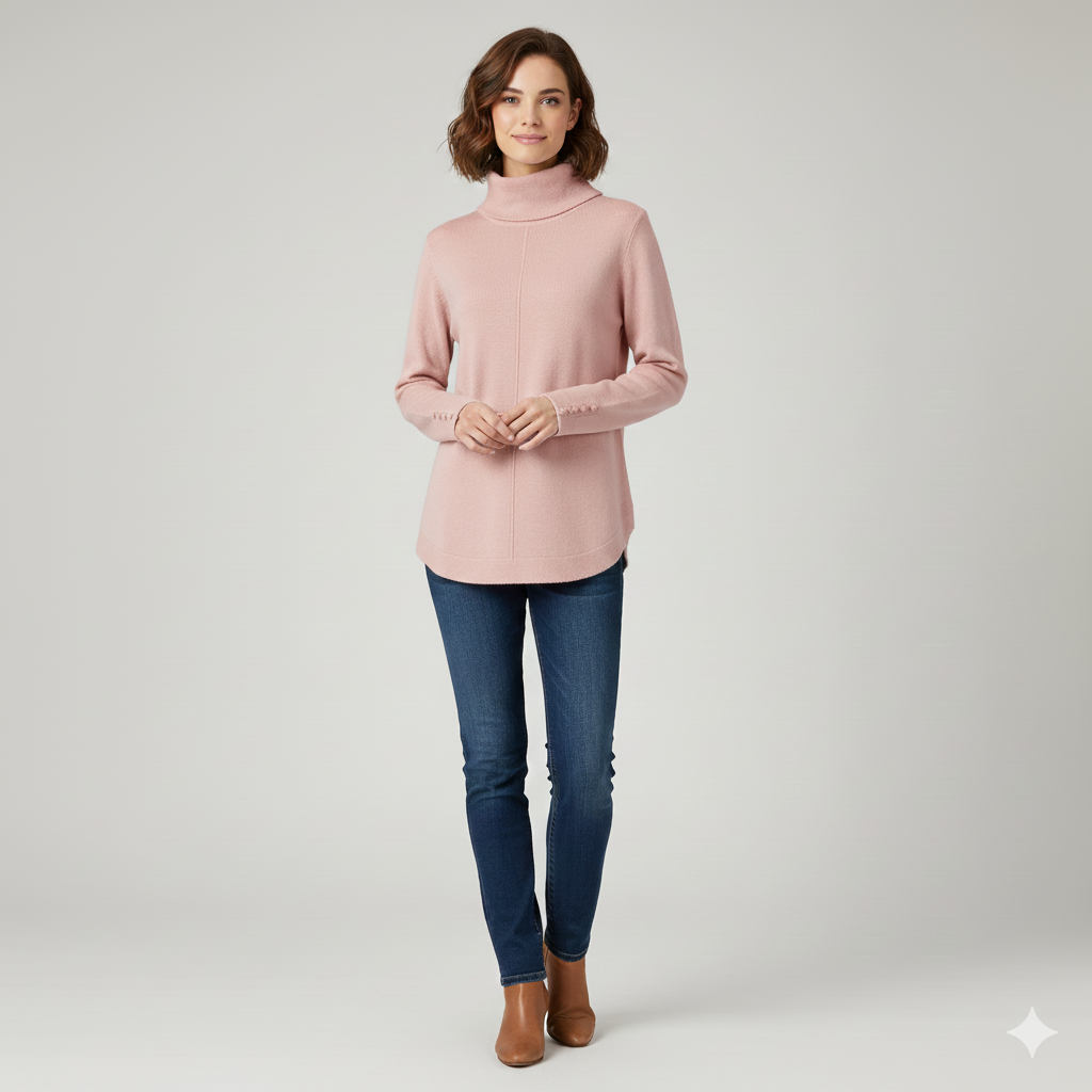 Maglia 100 % lana collo alto CF4340 ROSA CARLA FERRONI 