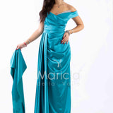 abito con strass scollo FI7443 SMERALDO MARICLA ELEGANCE 