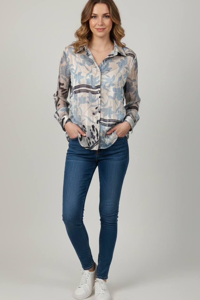 camicia fantasia devorè ROMI2660 CELESTE MARICLA 