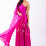 abito lungo fiore chiffon FI7401 FUCSIA MARICLA ELEGANCE 