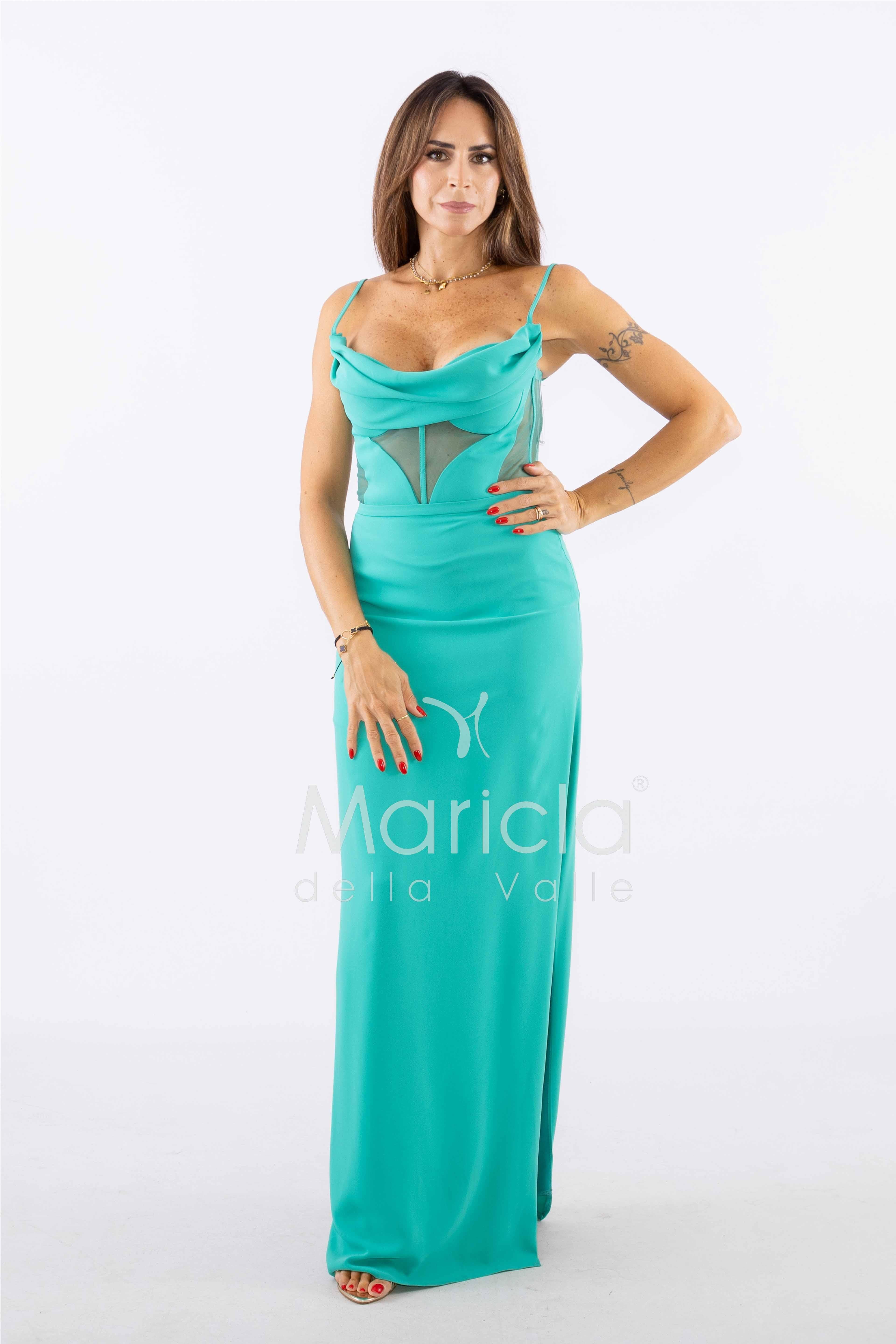 abito con trasparenza CAR58303 SMERALDO MARICLA ELEGANCE 
