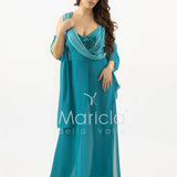 tuta con scollo paiette SH910TU PETROLIO SHARON 