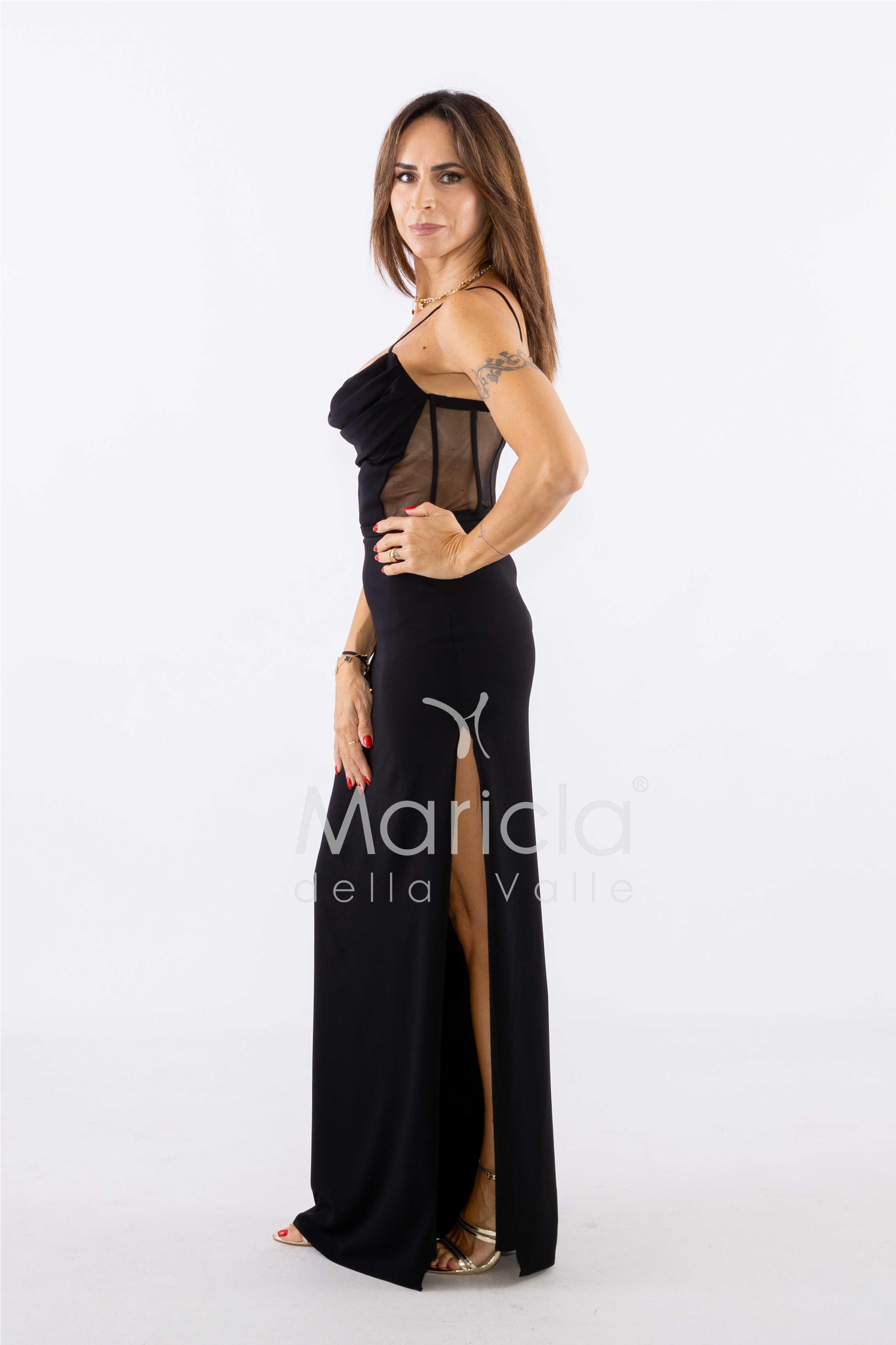 abito con trasparenza CAR58303 NERO MARICLA ELEGANCE 