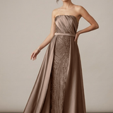 Abito a sirena con strass ALC17 VISONE MARICLA ELEGANCE 