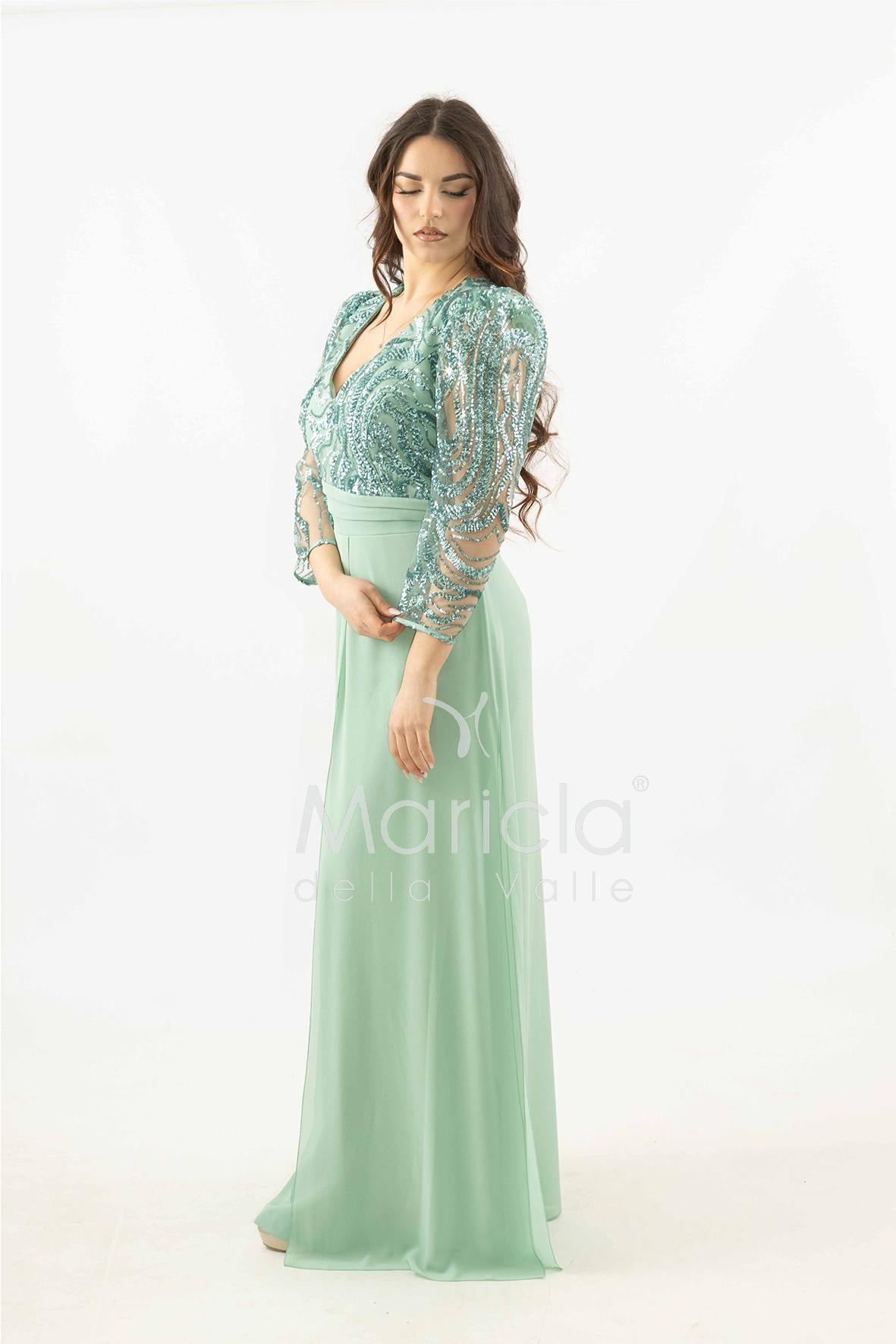 tuta con manica paiette SH905TU SALVIA SHARON 