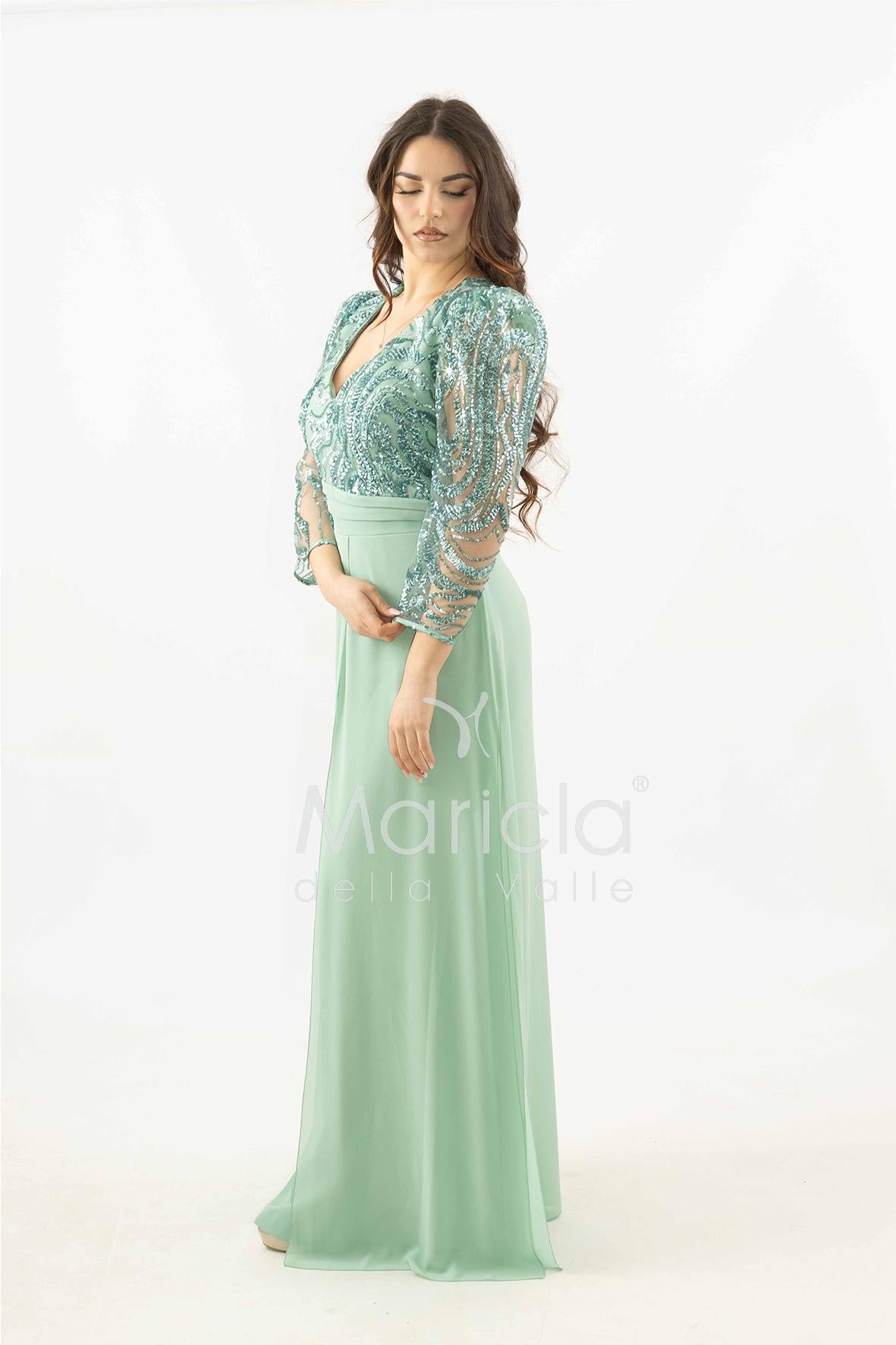 tuta con manica paiette SH905TU SALVIA SHARON 