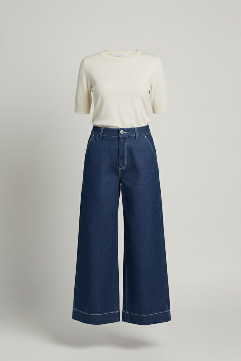 Pantaloni Palazzo con cuciture CF70229 BLU CARLA FERRONI 