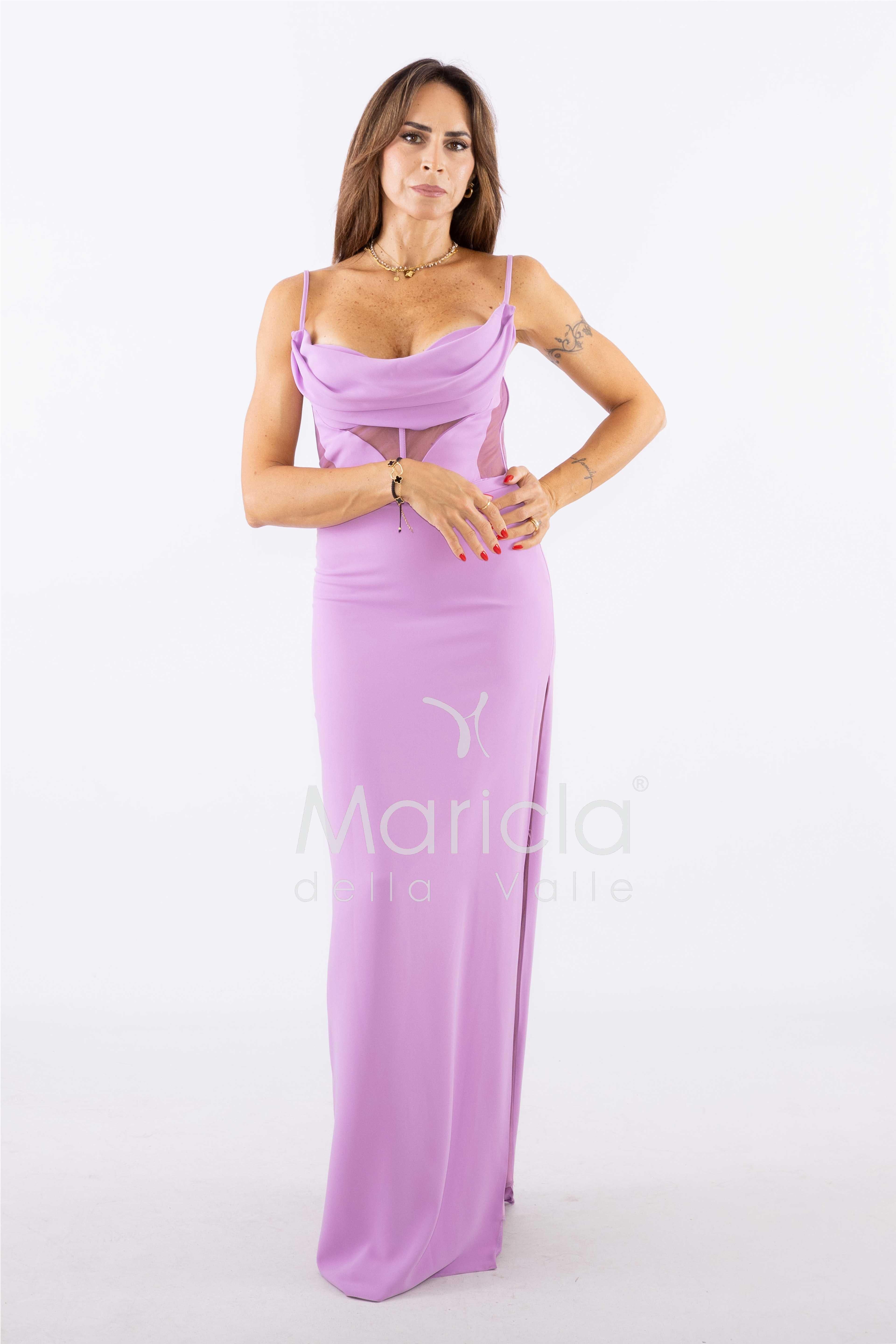 abito con trasparenza CAR58303 LILLA MARICLA ELEGANCE 