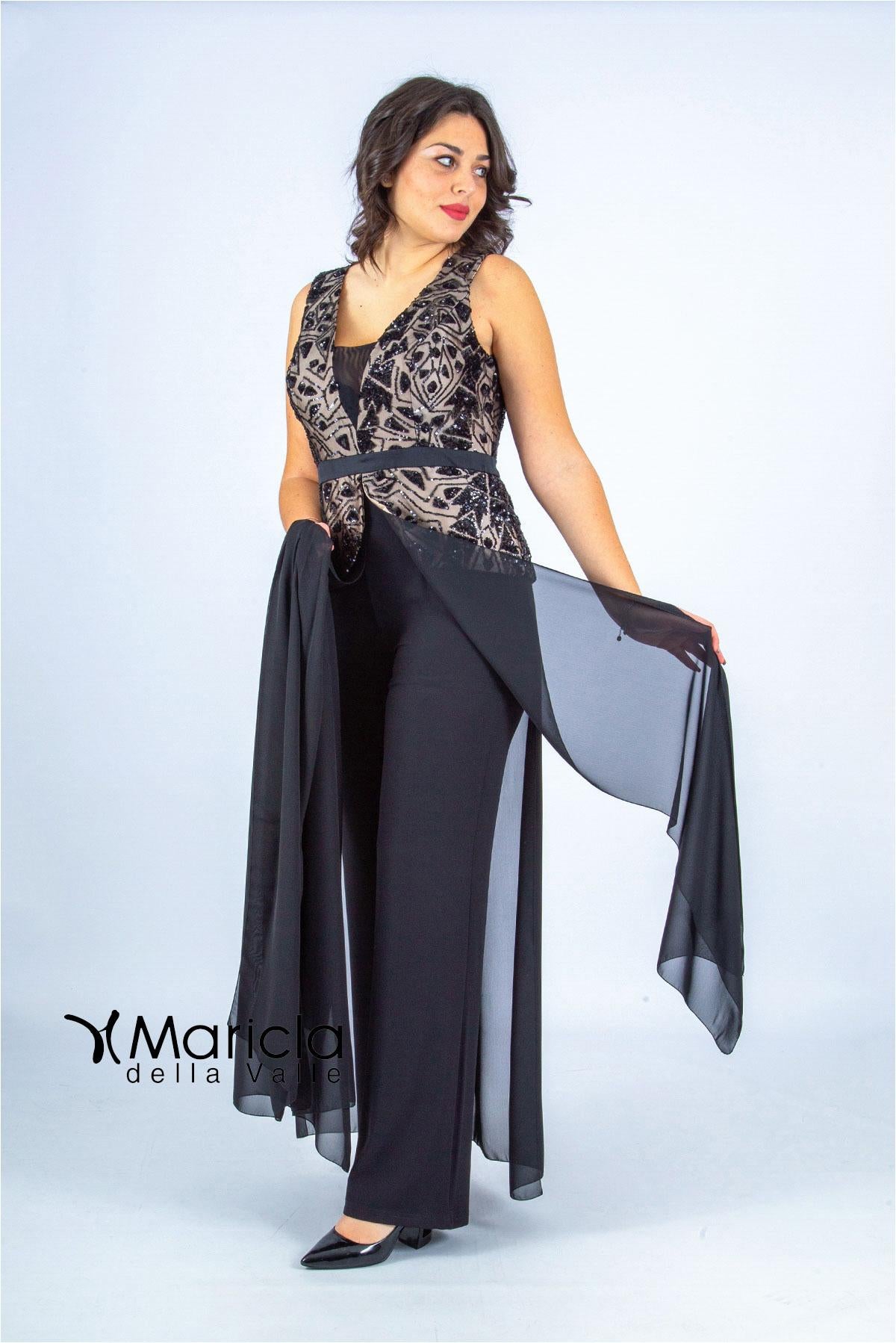 con baschina paiette PF101/22 NERO PAOLA FORTI 