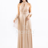 abito lungo scollo america glitter FI6646 ORO MARICLA ELEGANCE 