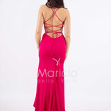 abito lungo con rouche JC35122 MAGENTA MARICLA ELEGANCE 