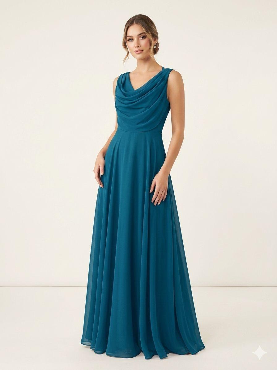 Abito con corpetto drappeggiato KMK540 PETROLIO MARICLA ELEGANCE 