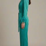 tuta smoking con piume manica AD11033 PETROLIO MARICLA 