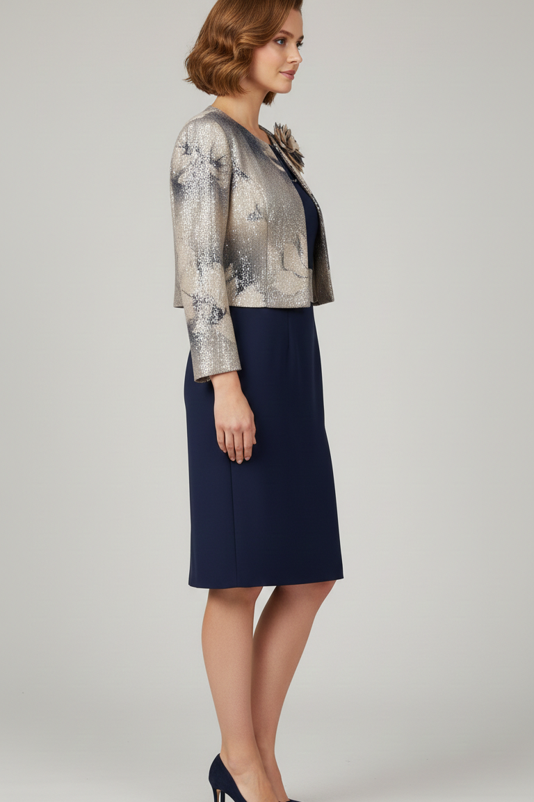 Tubino con giacchino e paillettes LH214AG BLU LUDOVICA HASSLER 