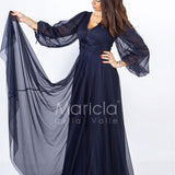 abito organza manica lunga JC34882 BLU MARICLA ELEGANCE 