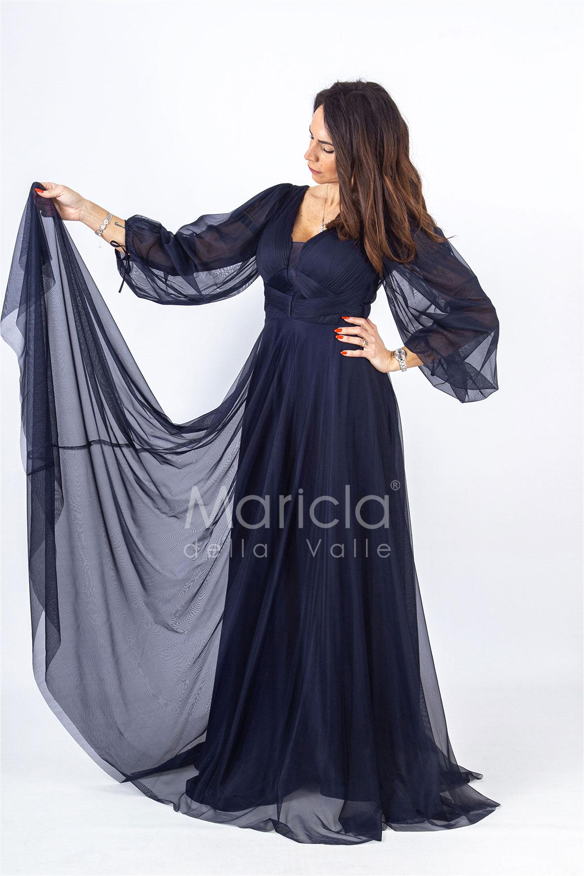 abito organza manica lunga JC34882 BLU MARICLA ELEGANCE 