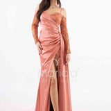 abito lungo con maniche paiette HC7389 MALVA MARICLA ELEGANCE 