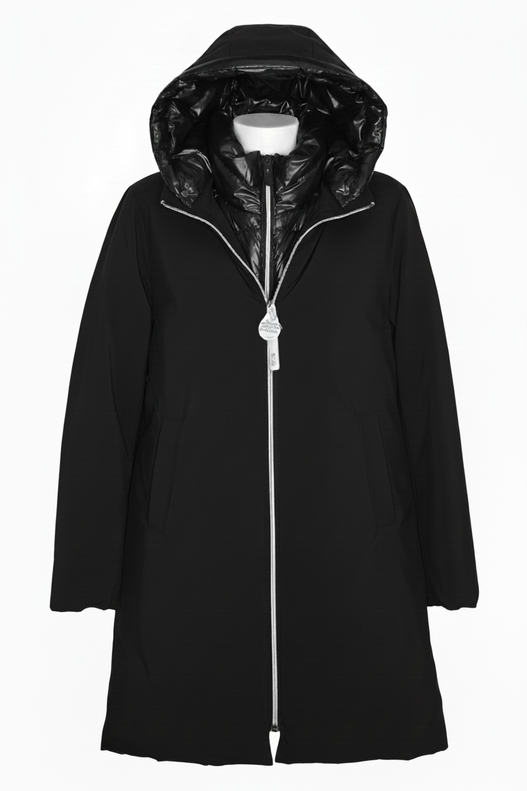 giaccone spalmato con gilet trapunta LIN3403 NERO LINDAS 