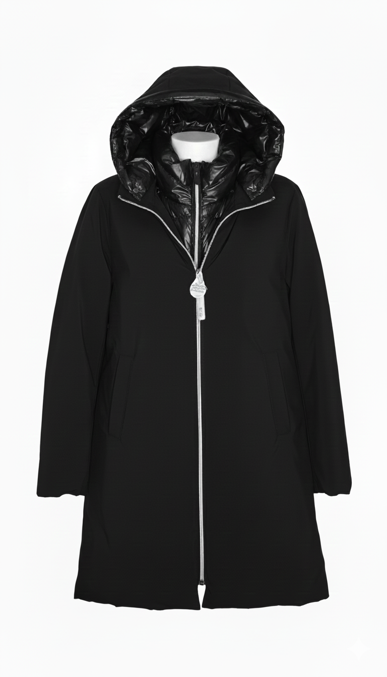 giaccone spalmato con gilet trapunta LIN3403 NERO LINDAS 