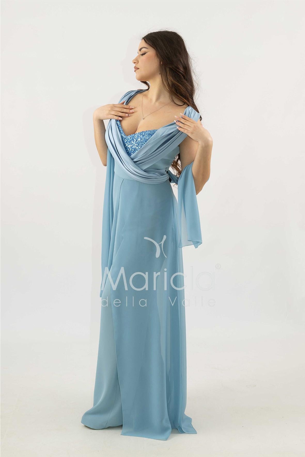 tuta con scollo paiette SH910TU POLVERE SHARON 
