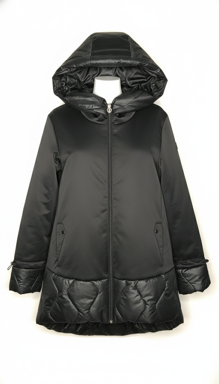 giaccone con piumino rombi ARAGOSTA NERO MARICLA 