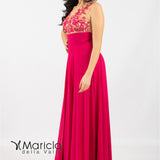 Abito lungo con ricamo ANT1007N FUXIA ANTILLE ELEGANCE 