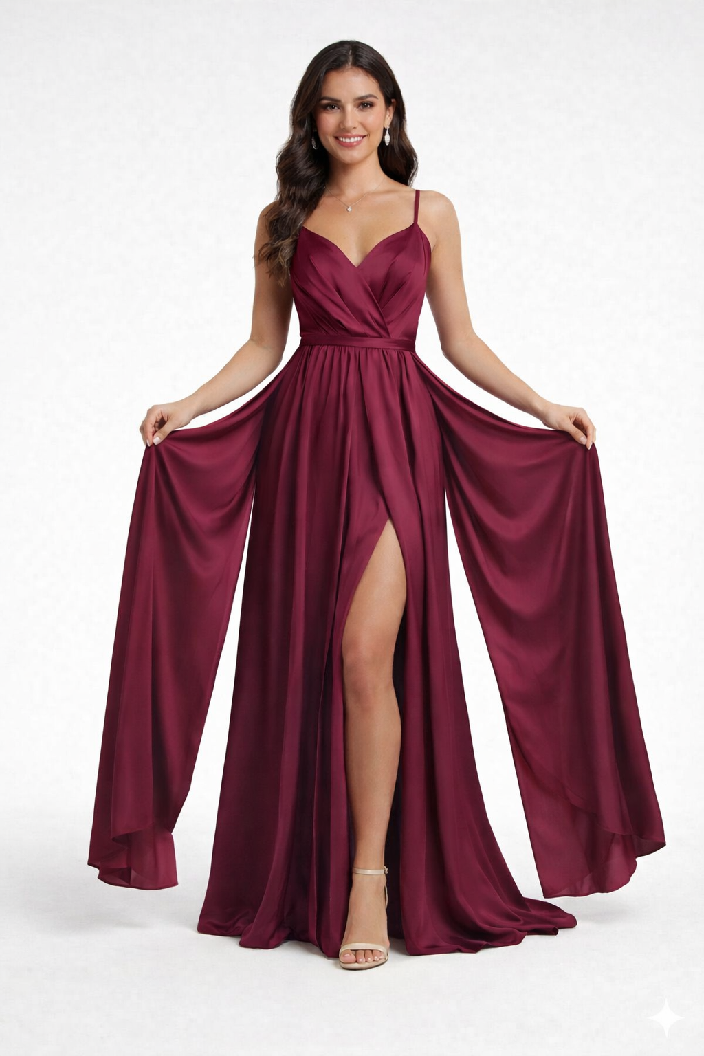 Abito lungo con spacco e pannelli JC35456 CILIEGIA MARICLA ELEGANCE 