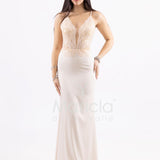 abito sirena corpetto ricamato ANT20412XJ NUDE ANTILLE ELEGANCE 